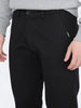 Men's Black Straight Fit Mid Rise Cotton Casual Chinos Trousers Stretch