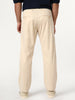 Men's Cream Straight Fit Mid Rise Cotton Casual Chinos Trousers Stretch