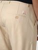 Men's Cream Straight Fit Mid Rise Cotton Casual Chinos Trousers Stretch