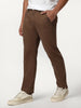 Men's Dark Taupe Straight Fit Mid Rise Cotton Casual Chinos Trousers Stretch