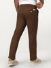 Men's Dark Taupe Straight Fit Mid Rise Cotton Casual Chinos Trousers Stretch