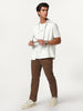 Men's Dark Taupe Straight Fit Mid Rise Cotton Casual Chinos Trousers Stretch