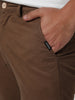 Men's Dark Taupe Straight Fit Mid Rise Cotton Casual Chinos Trousers Stretch