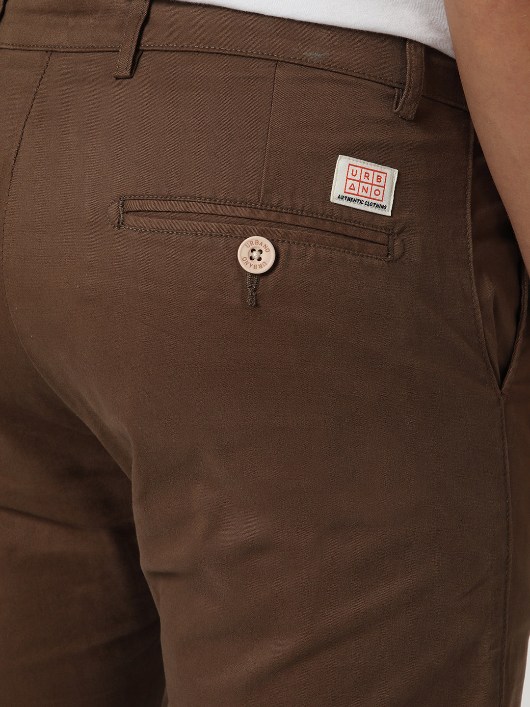 Men's Dark Taupe Straight Fit Mid Rise Cotton Casual Chinos Trousers Stretch