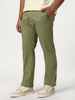 Men's Light Olive Straight Fit Mid Rise Cotton Casual Chinos Trousers Stretch