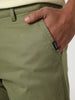 Men's Light Olive Straight Fit Mid Rise Cotton Casual Chinos Trousers Stretch
