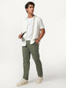 Men's Sage Green Straight Fit Mid Rise Cotton Casual Chinos Trousers Stretch