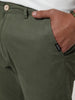 Men's Sage Green Straight Fit Mid Rise Cotton Casual Chinos Trousers Stretch