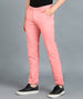 Urbano Fashion Men's Pink Cotton Light Weight Non-Stretch Slim Fit Casual Trousers