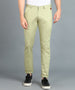 Men's Green Cotton Light Weight Non-Stretch Slim Fit Casual Trousers