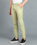 Men's Green Cotton Light Weight Non-Stretch Slim Fit Casual Trousers