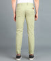 Men's Green Cotton Light Weight Non-Stretch Slim Fit Casual Trousers