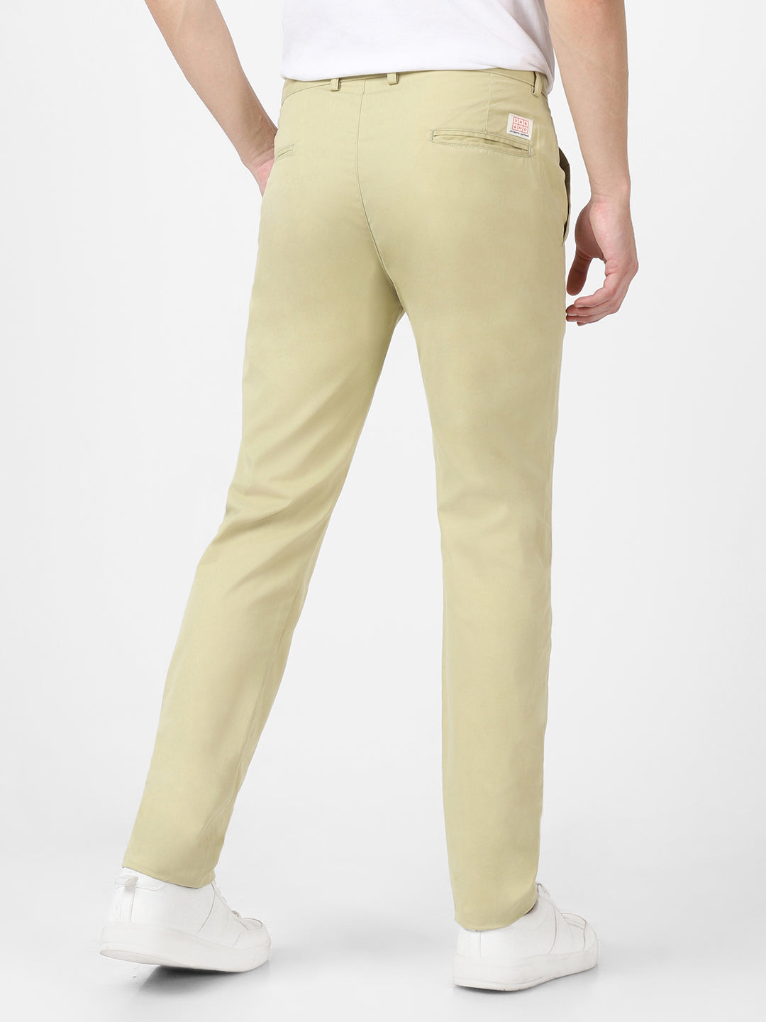 Men's Green Cotton Slim Fit Casual Chinos Trousers