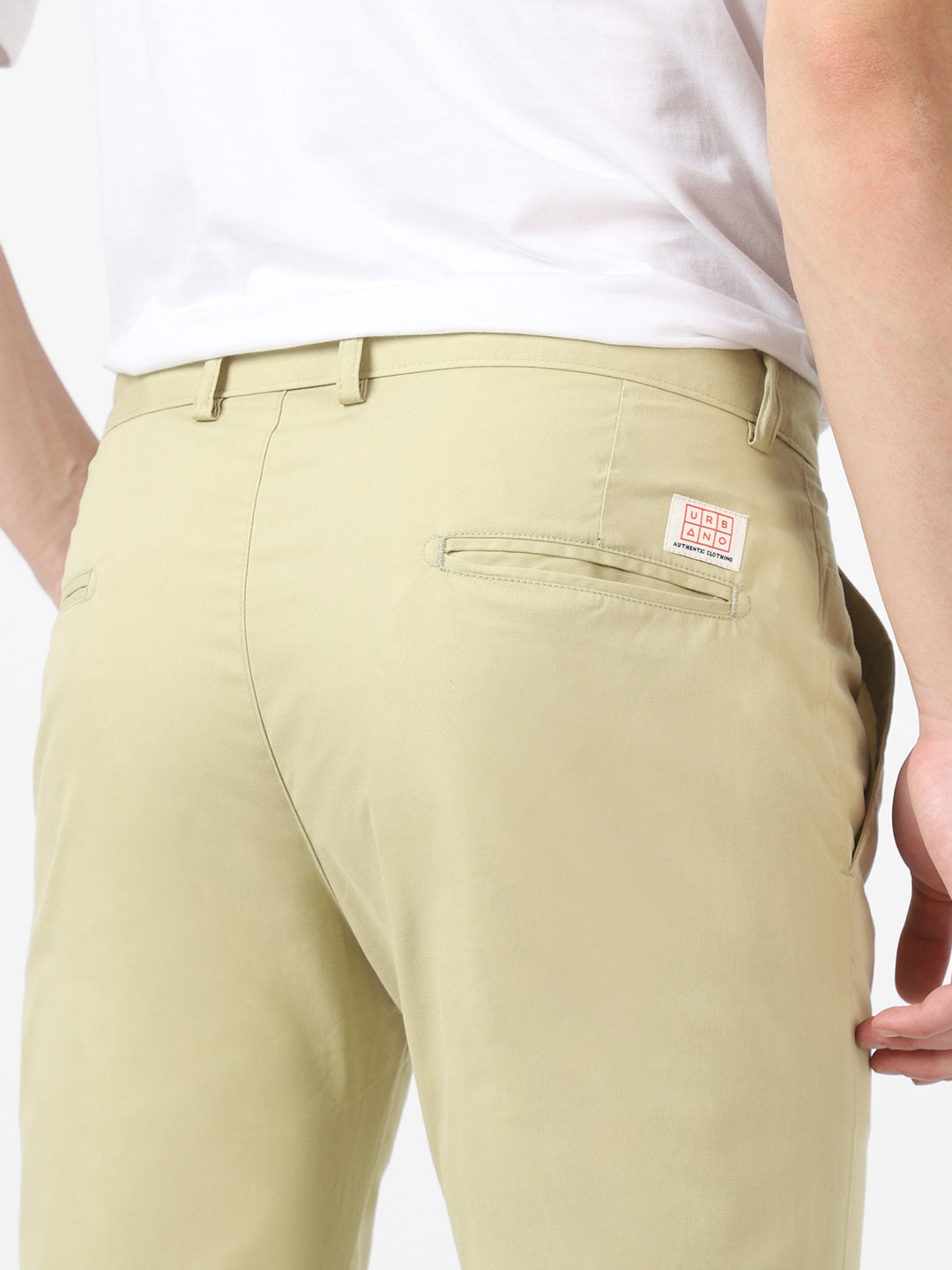 Men's Green Cotton Slim Fit Casual Chinos Trousers