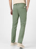 Men's Green Cotton Light Weight Non-Stretch Slim Fit Casual Trousers