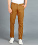 Men's Yellow Cotton Slim Fit Casual Chinos Trousers