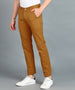 Men's Yellow Cotton Slim Fit Casual Chinos Trousers