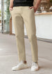 Men's Cream Cotton Slim Fit Casual Chinos Trousers