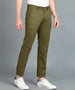 Men's Green Cotton Light Weight Non-Stretch Slim Fit Casual Trousers