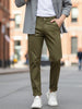 Men's Green Cotton Slim Fit Casual Chinos Trousers