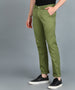 Men's Green Cotton Light Weight Non-Stretch Slim Fit Casual Trousers