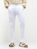 Men's White Cotton Slim Fit Casual Chinos Trousers