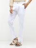 Men's White Cotton Slim Fit Casual Chinos Trousers