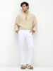 Men's White Cotton Slim Fit Casual Chinos Trousers