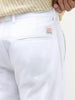 Men's White Cotton Slim Fit Casual Chinos Trousers