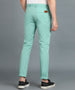 Men's Green Cotton Light Weight Non-Stretch Slim Fit Casual Trousers