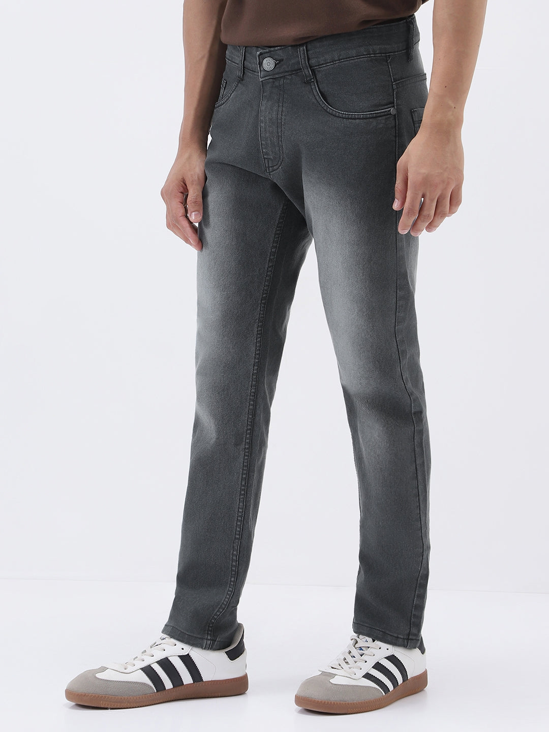 Men's Grey Slim Fit Stretch Jeans
