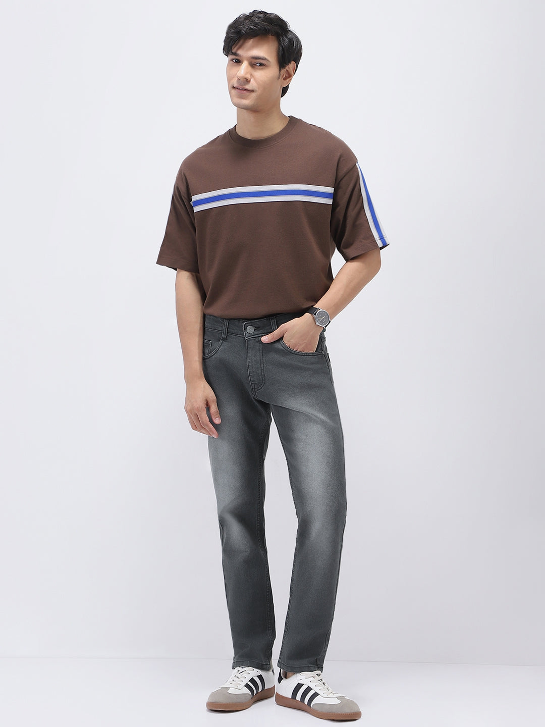 Men's Grey Slim Fit Stretch Jeans