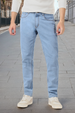 Men's Ice Blue Slim Fit Washed Jeans Stretchable