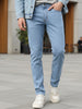 Men's Ice Blue Slim Fit Washed Jeans Stretchable