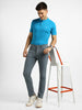 Men's Light Grey Slim Fit Washed Jeans Stretchable