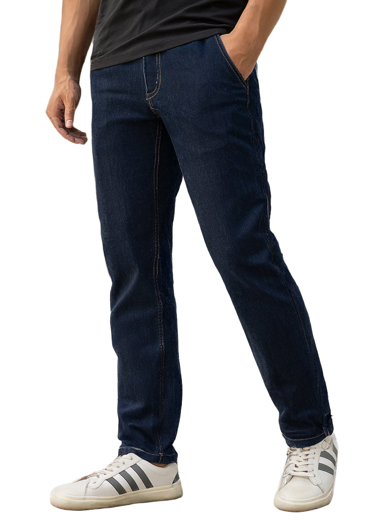 Men's Dark Blue Slim Fit Washed Jeans Stretchable