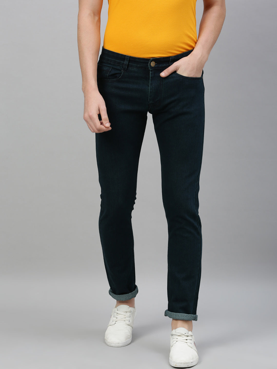 Urbano Fashion Men's Green Slim Fit Stretchable Jeans