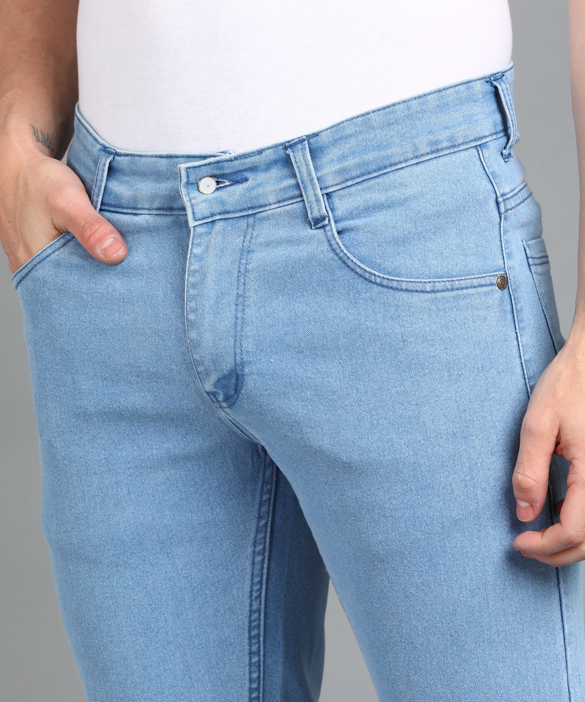 Urbano Fashion Men's Ice Blue Slim Fit Stretchable Jeans