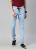 Men's Ice Blue Slim Fit Washed Jogger Jeans Stretchable