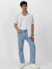 Men's Ice Blue Regular Fit Washed Jeans Stretchable
