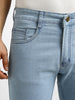 Men's Ice Blue Regular Fit Washed Stretchable Jeans