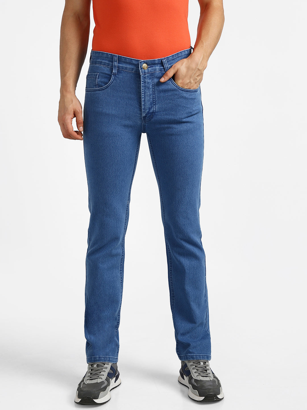 Urbano Fashion Men's Light Blue Regular Fit Washed Jeans Stretchable