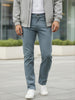 Men's Light Grey Regular Fit Washed Jeans Stretchable