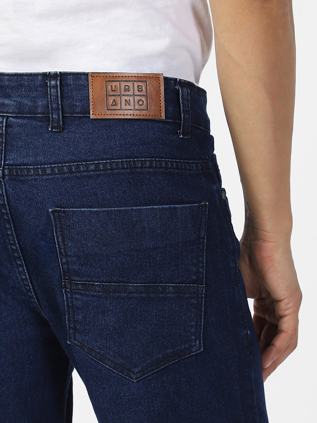 Men's Blue Regular Fit Washed Jeans Stretchable