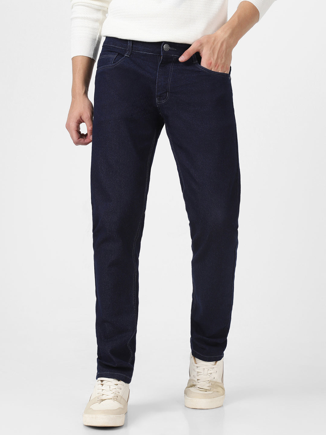Men's Dark Blue Slim Fit Denim Jeans Stretchable