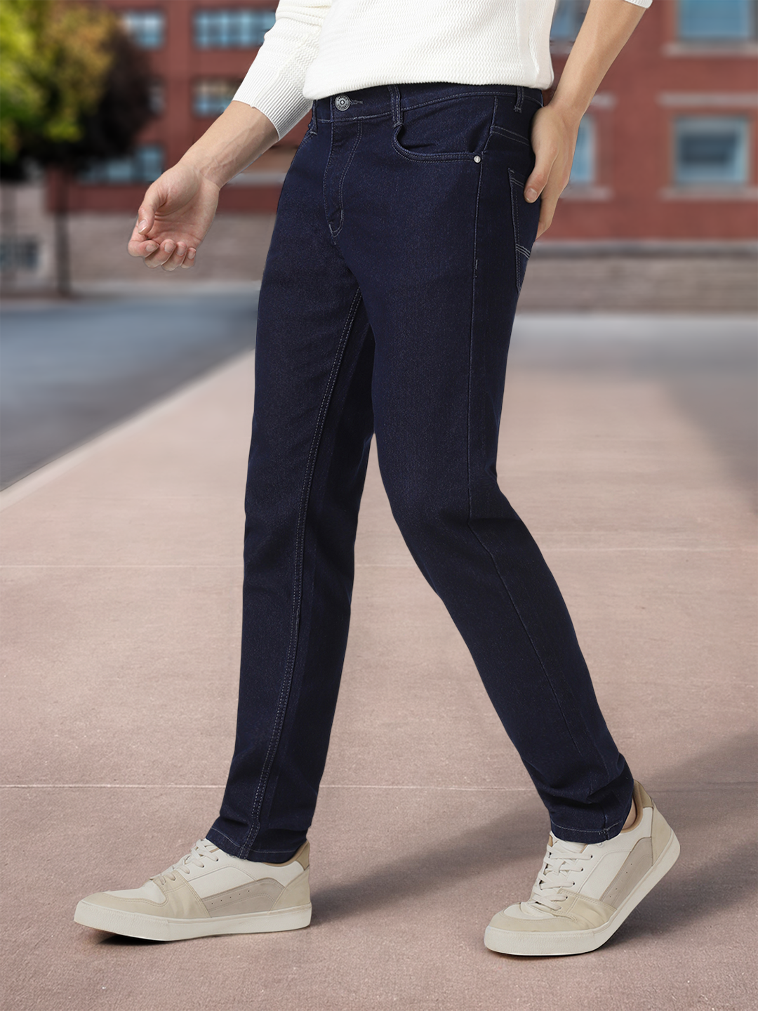 Men's Dark Blue Slim Fit Denim Jeans Stretchable