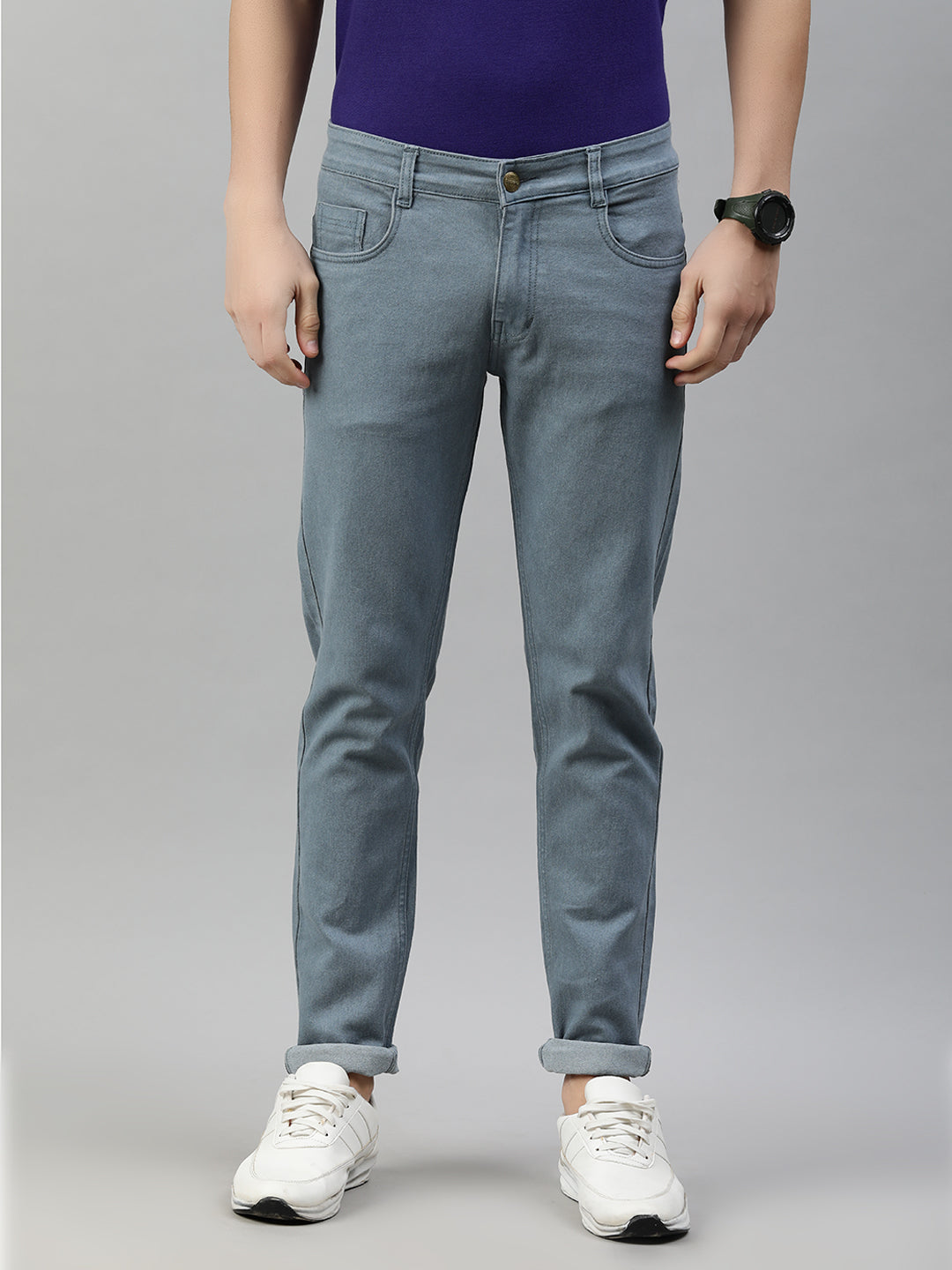 Urbano Fashion Men's Light Grey Slim Fit Denim Jeans Stretchable