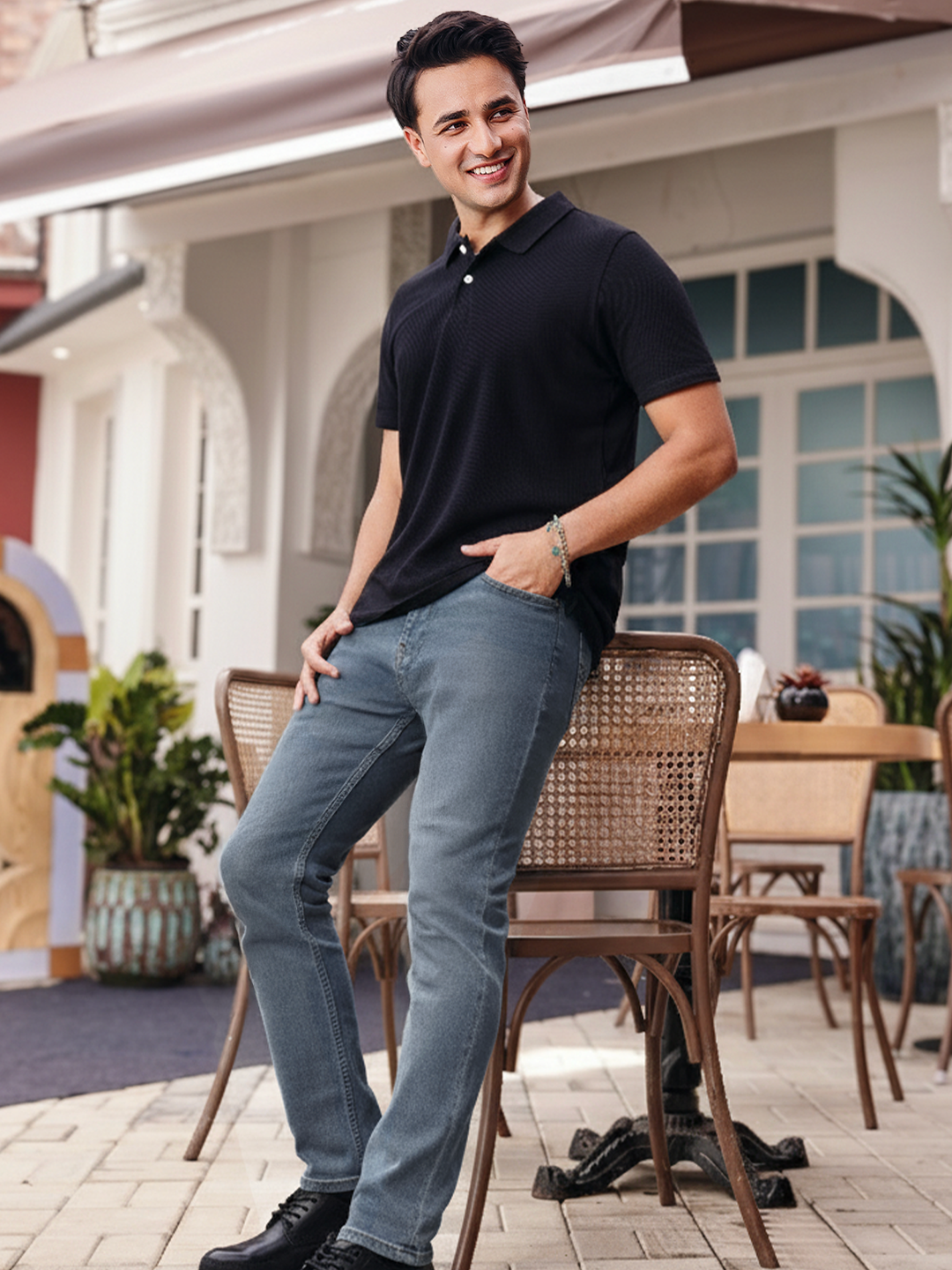 Men's Light Grey Slim Fit Denim Jeans Stretchable