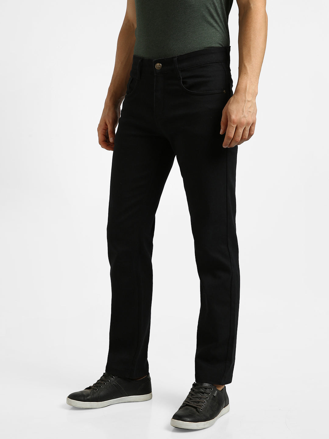 Men's Black Washed Straight Fit Ombre Jeans