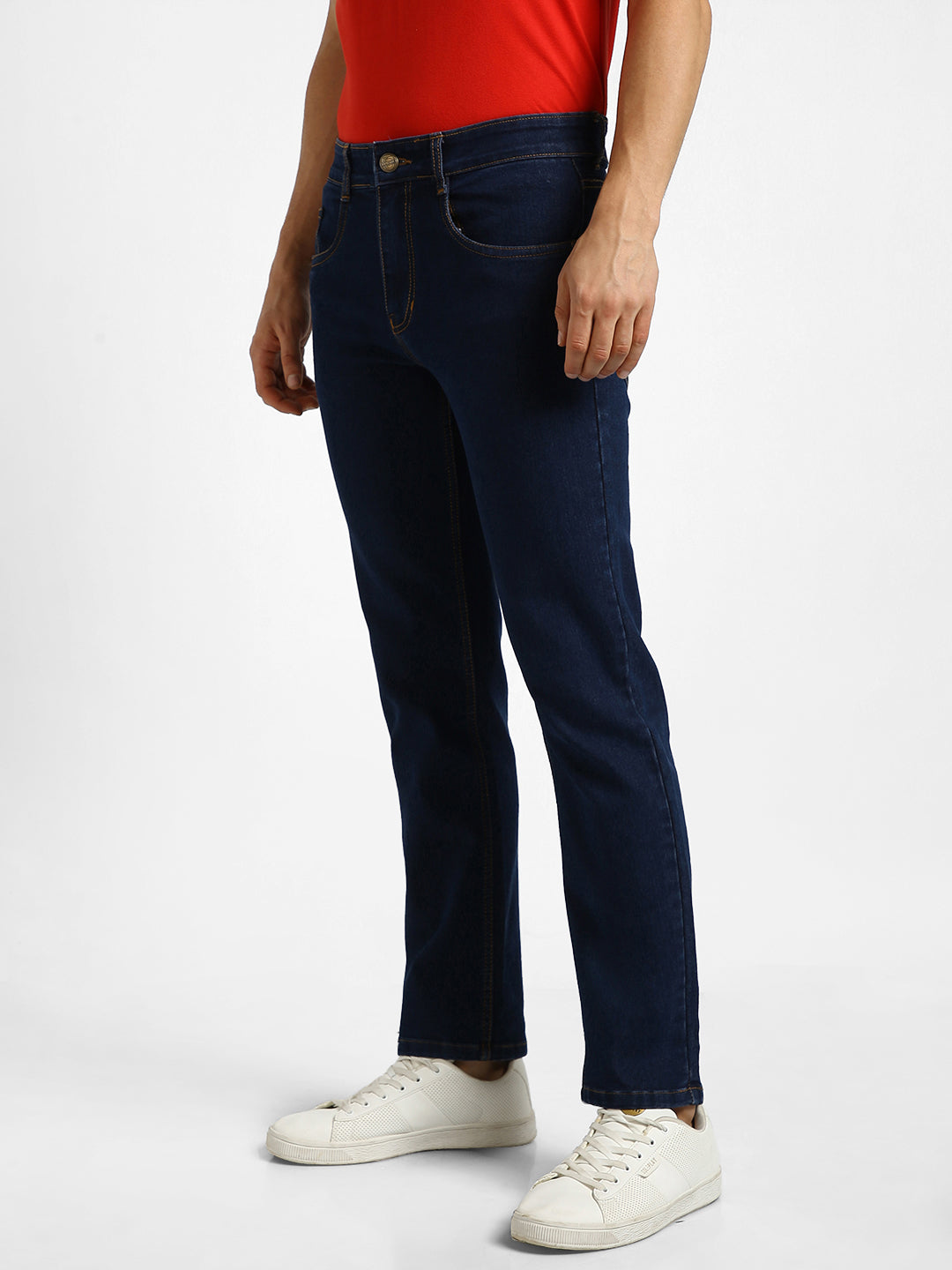 Urbano Men's Dark Blue Regular Fit Washed Jeans Stretchable